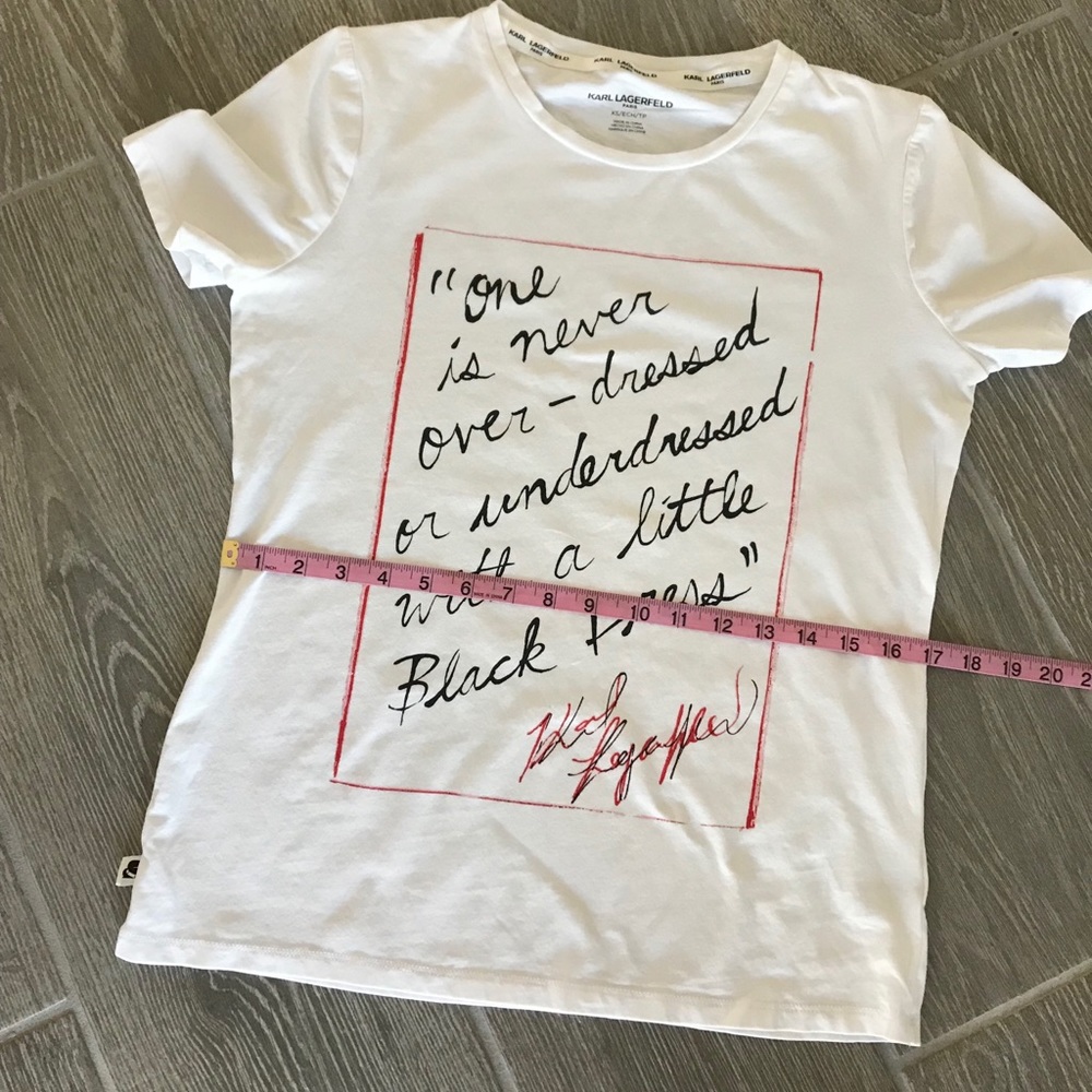 Karl Lagerfeld Quote Basic White Tee Size Xs - image 7